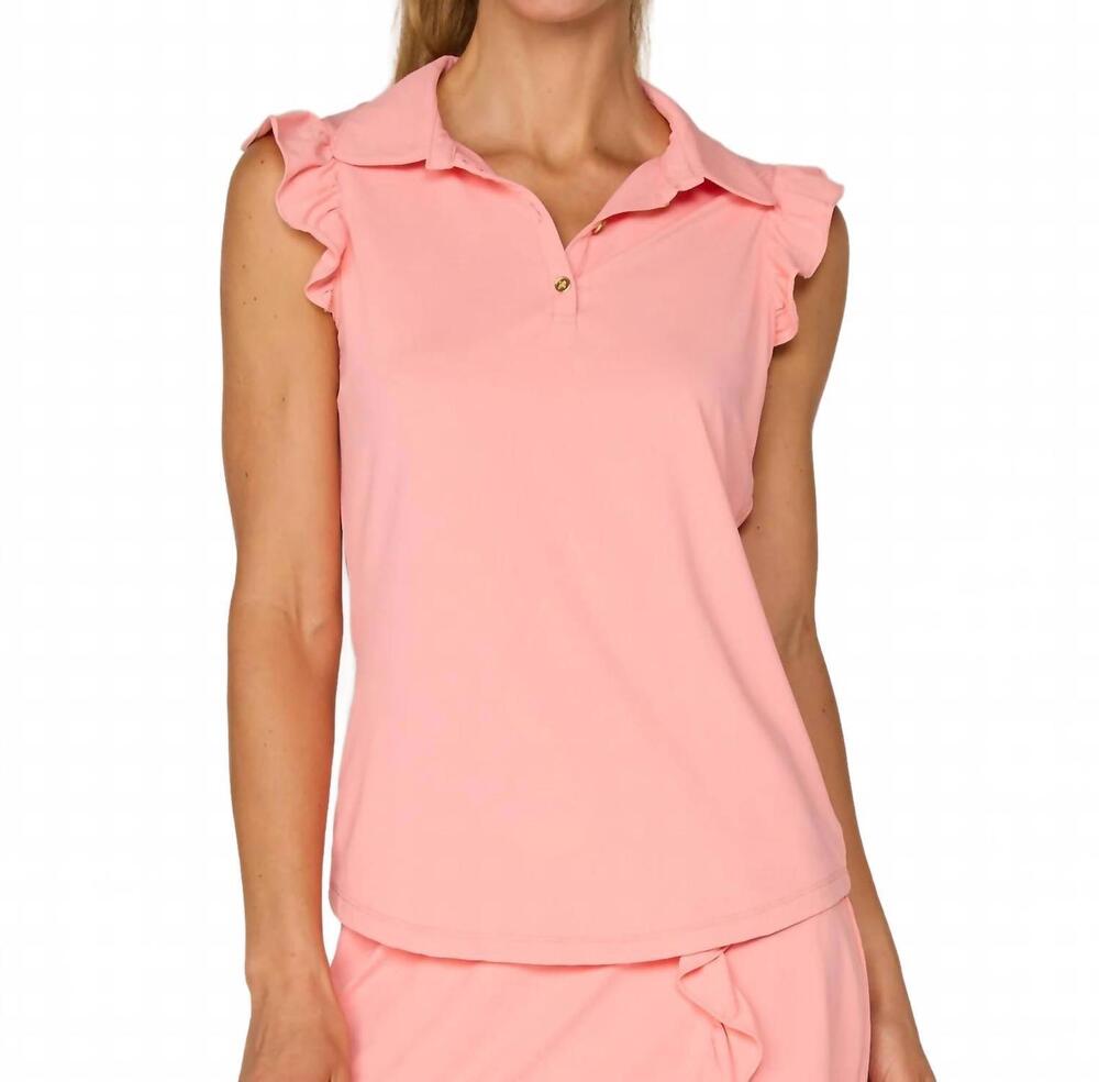 NEW G LIFESTYLE women's sleeveless ruff top in melon